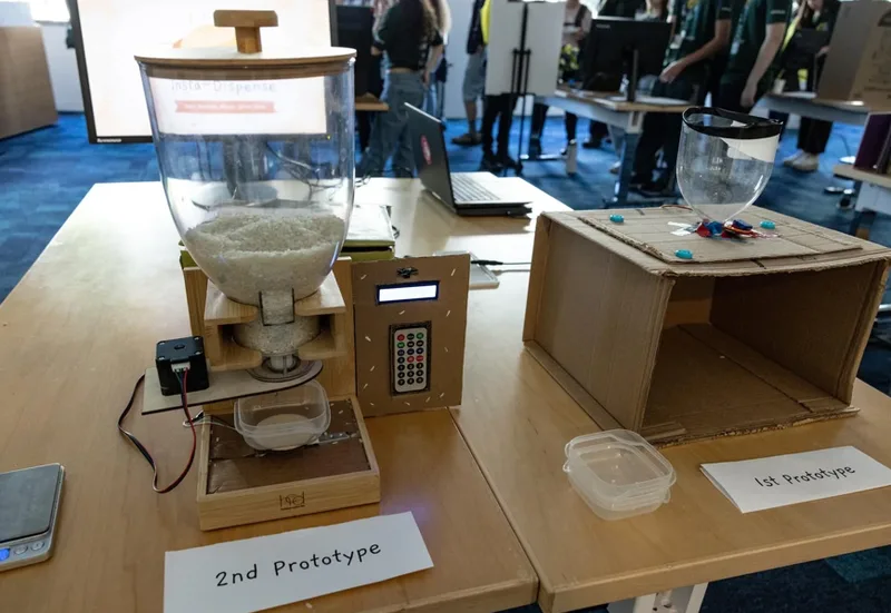 First and second prototypes built during a design-thinking showcase